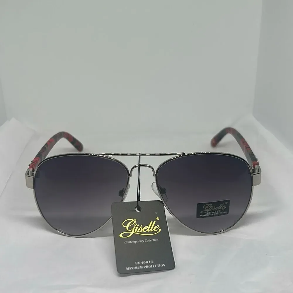 Giselle Contemporary Collection Aviator Sunglasses – UV400 Protection, Floral Ar